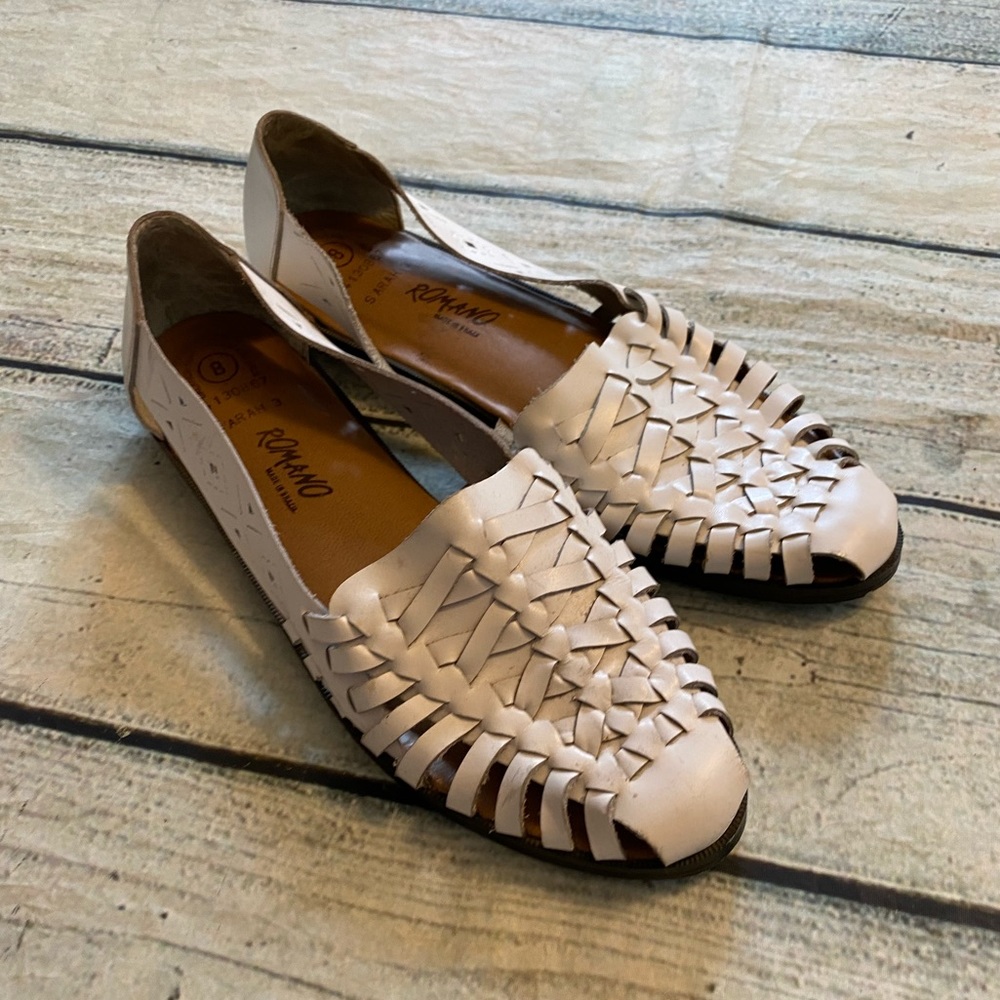 Romano white leather slip on hurarache sandals. 8 - Picture 2 of 14